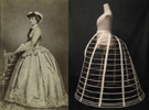 A crinoline (hoop skirt) and bustle cage have the advantage of accommodating any shape